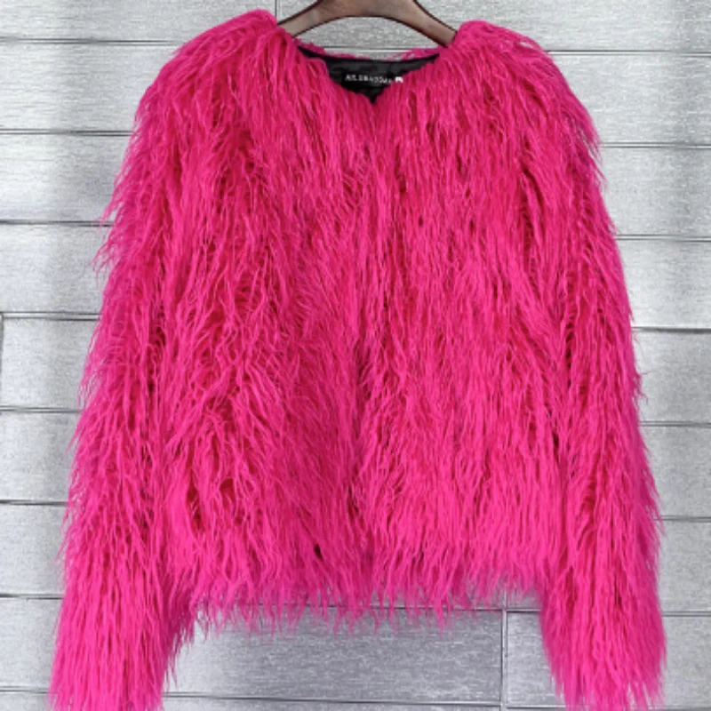 Manteau femme fausse fourrure manches longues - Image 7