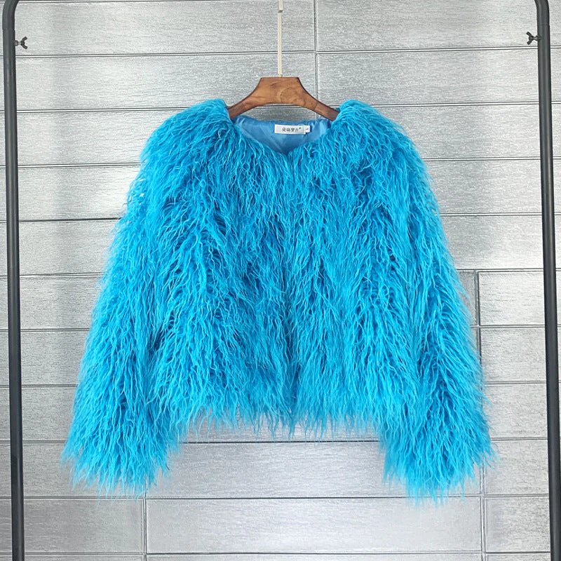 Manteau femme fausse fourrure manches longues - Image 8