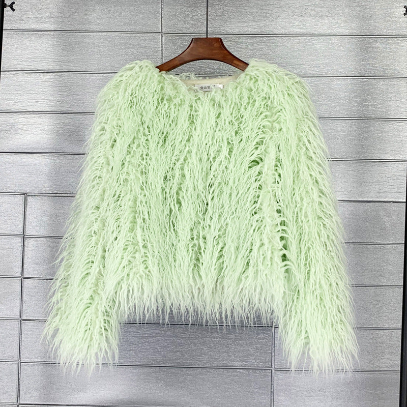 Manteau femme fausse fourrure manches longues - Image 9