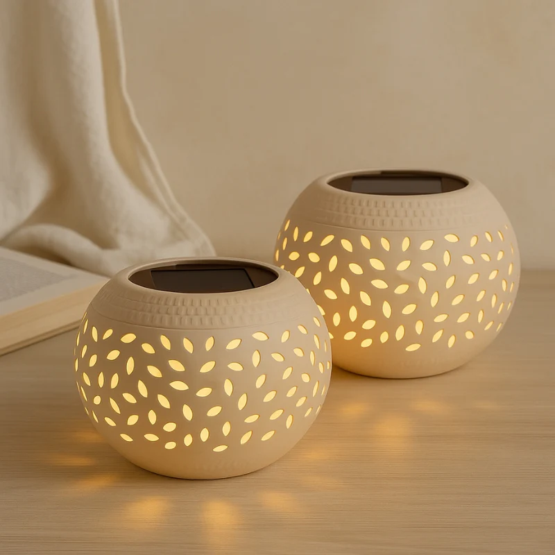 Lampe de table solaire avec design à œillets - Image 2