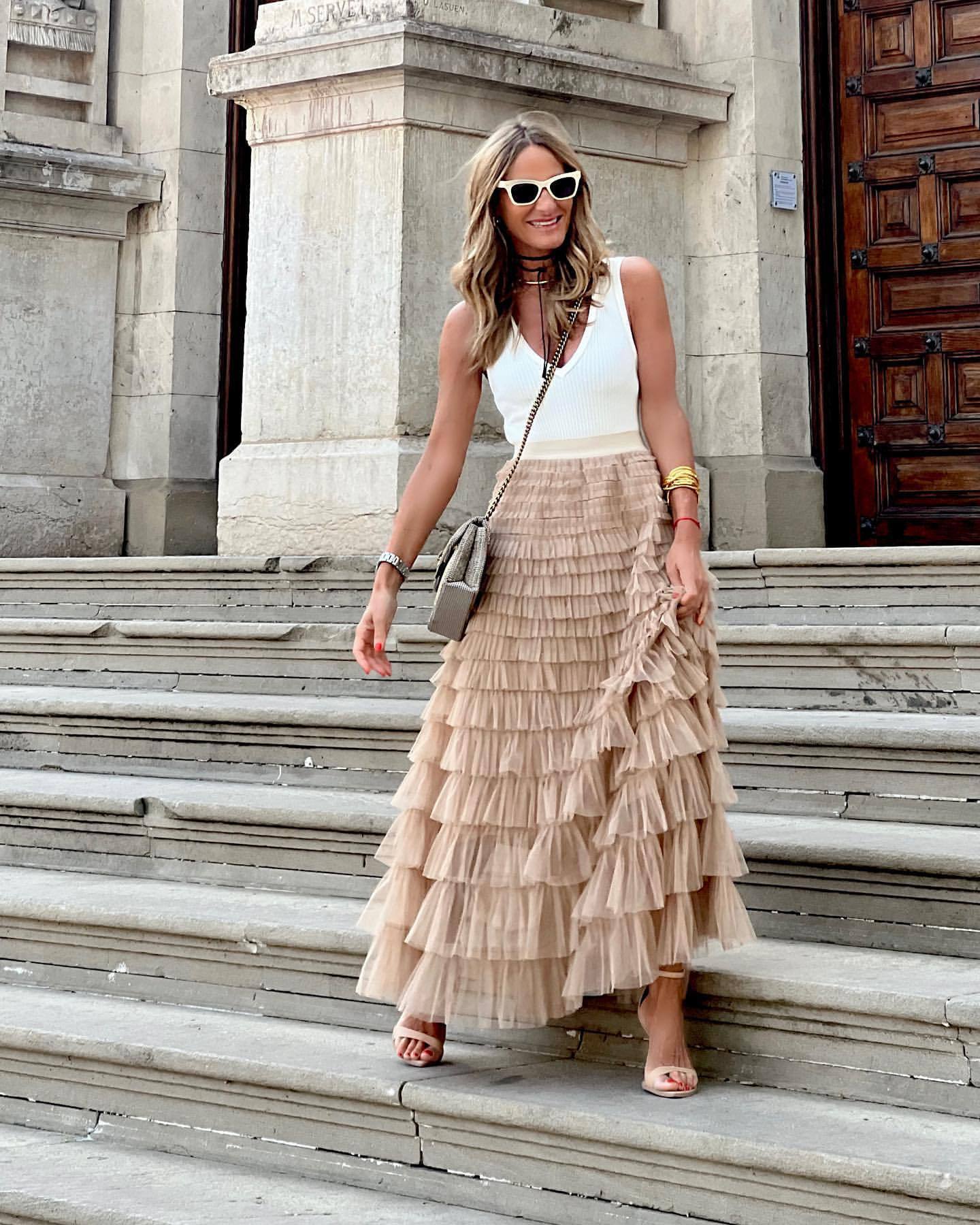 Sonia – Jupe à volants taille haute au design élégant