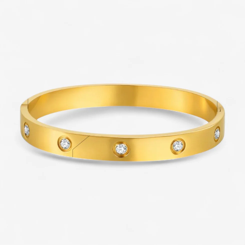 Bracelet jonc femme avec accents scintillants