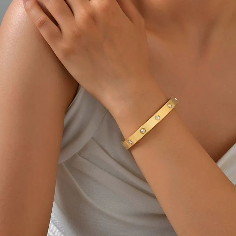 Bracelet jonc femme avec accents scintillants - Image 3