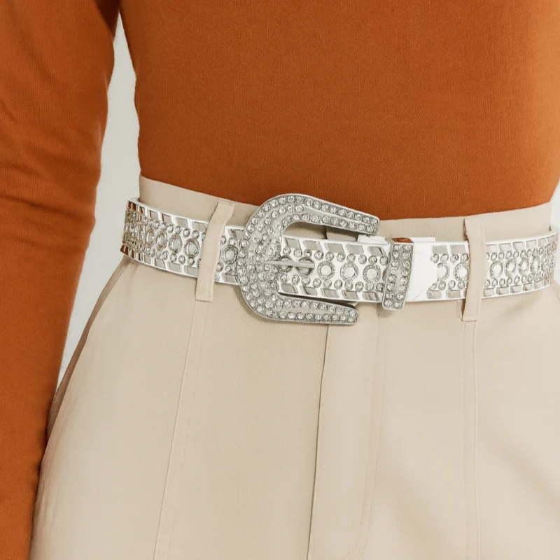 Sophia – Ceinture à motif losanges cloutée accessoire structuré pour tous les jours - Image 6