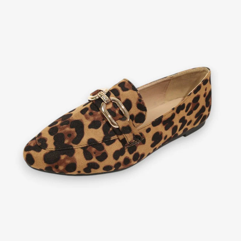 Sophia – Chaussures à Motif Léopard à Enfiler avec Bout Rond