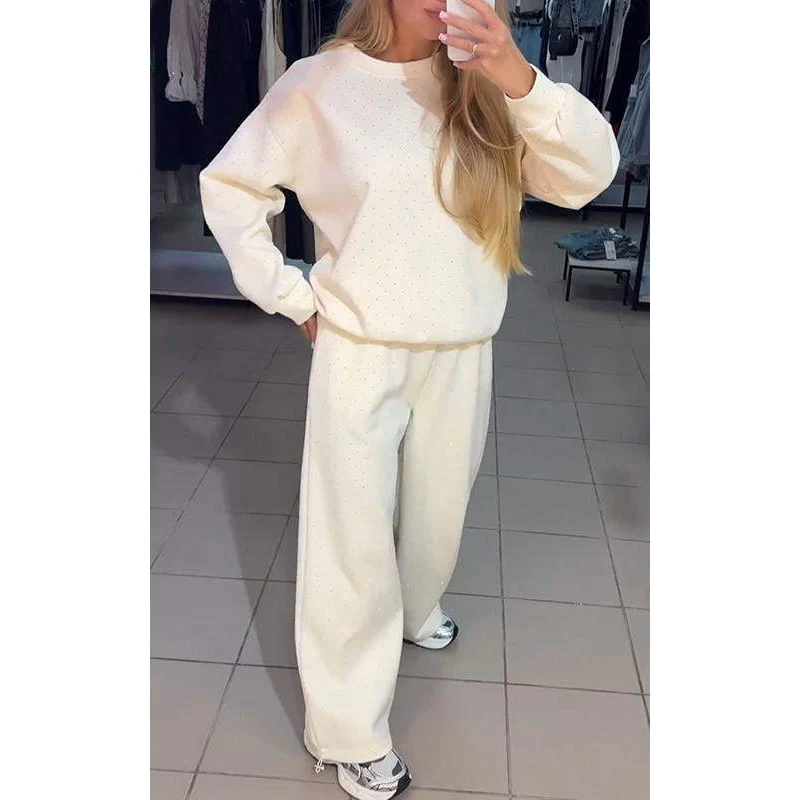 Ensemble Deux Pièces Tendance avec Sweat-Shirt Décontracté et Pantalon Large - Image 2