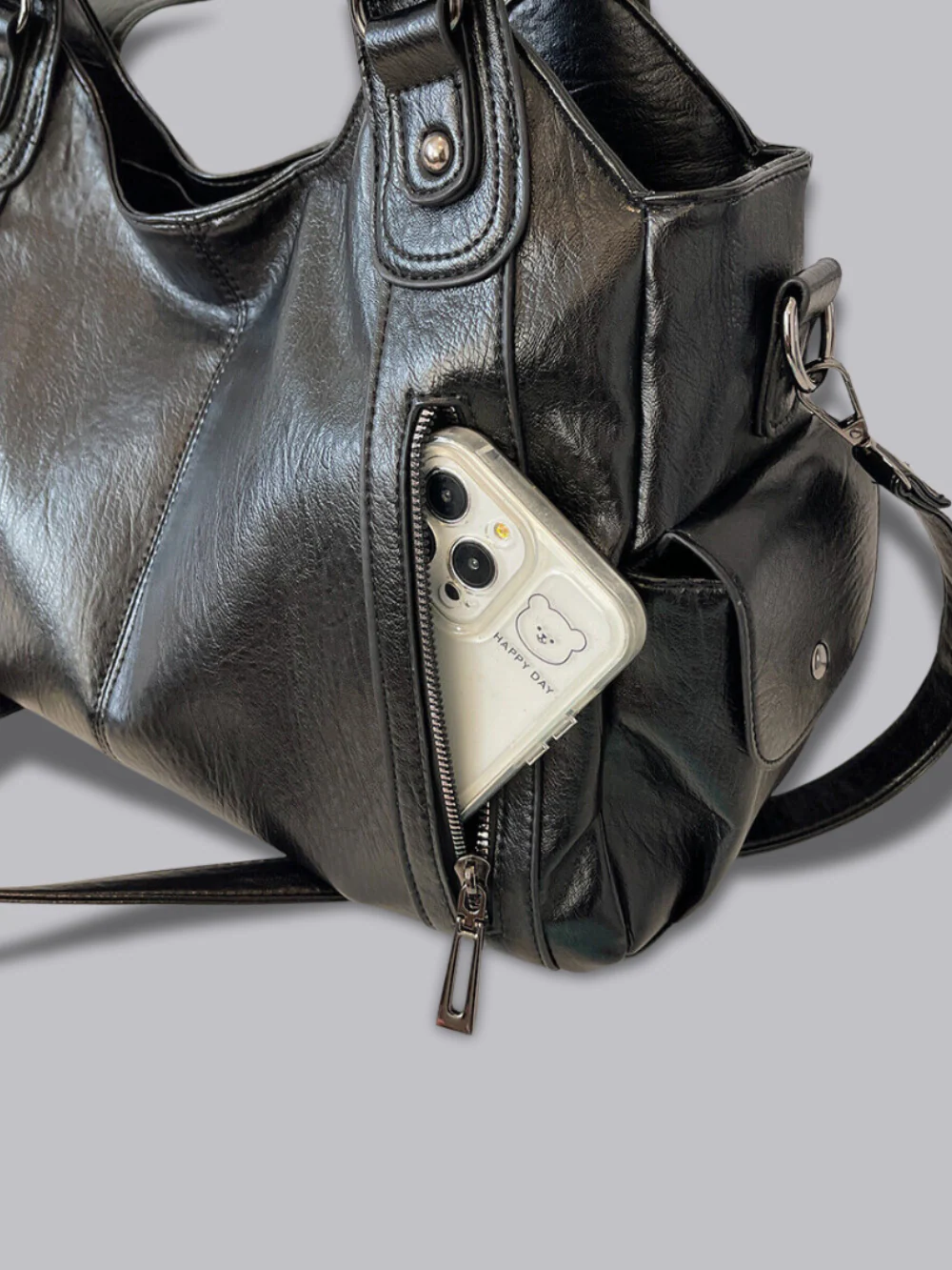 Sac à main femme structuré à poches zippées - Image 12