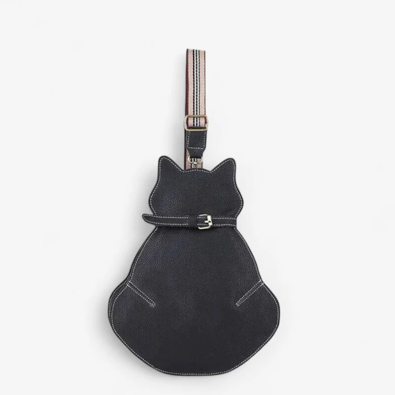 Sac en cuir au design chat avec poches zippées multiples