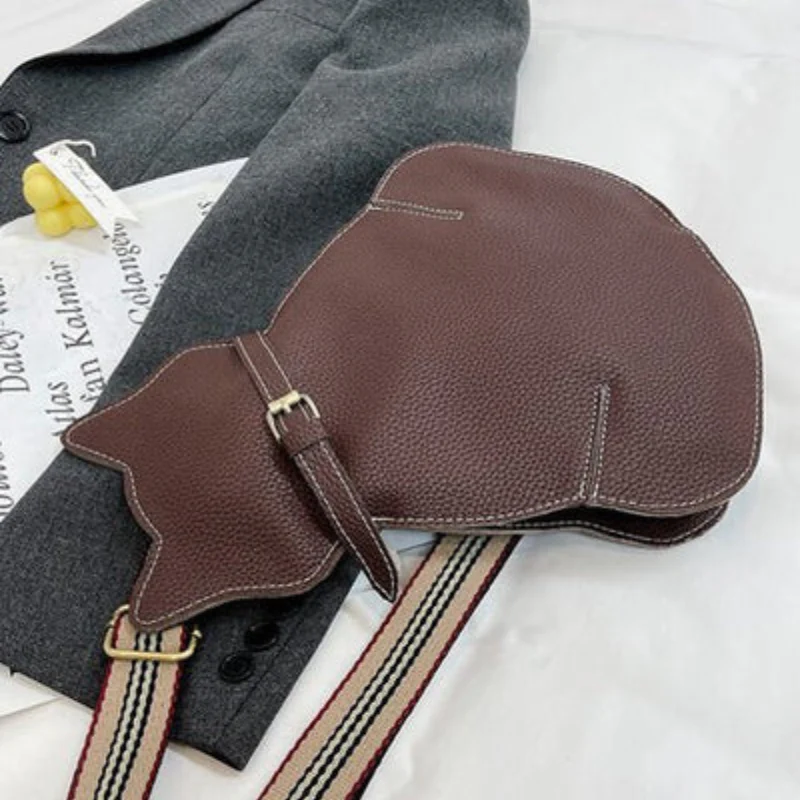 Sac en cuir au design chat avec poches zippées multiples - Image 5