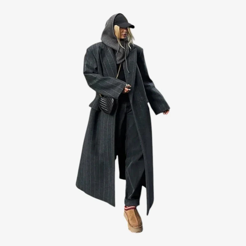 Trench femme rayé coupe ample manches longues