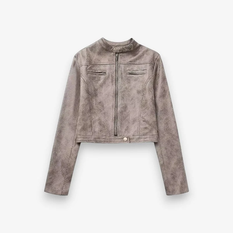 Veste zippée manches longues col rond