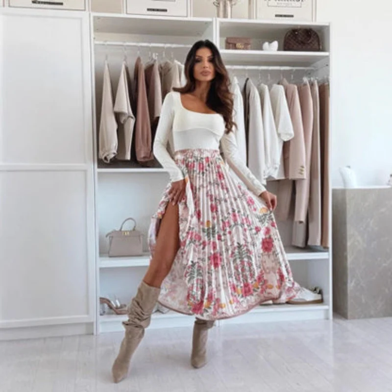 Sophie – Jupe midi plissée avec fente latérale et coupe fluide - Image 2