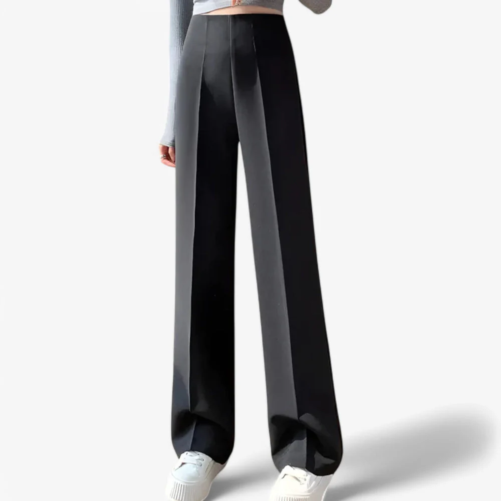Pantalon plissé taille haute femme