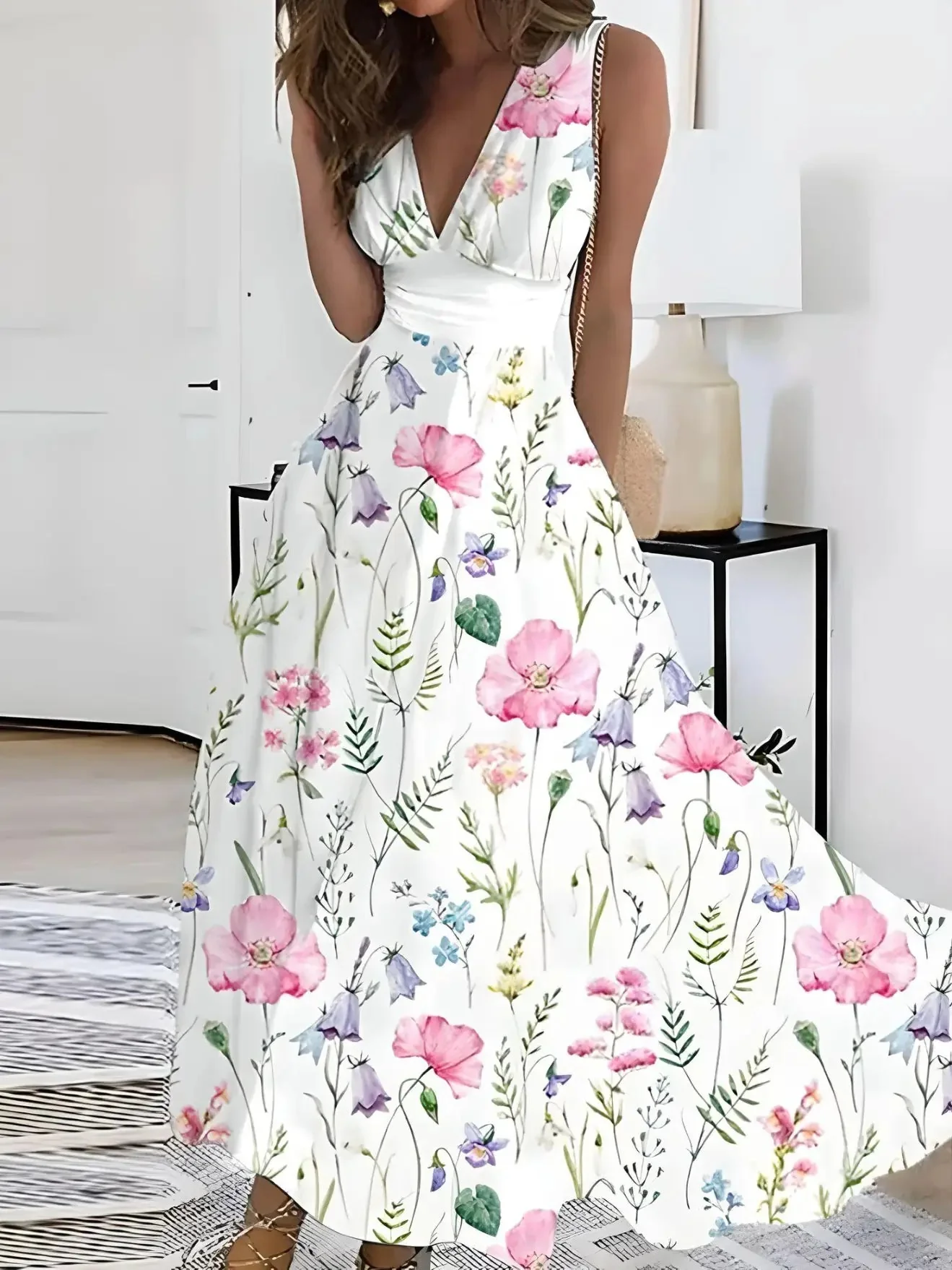 Sophie - Robe imprimée fleurs col V femme - Image 3