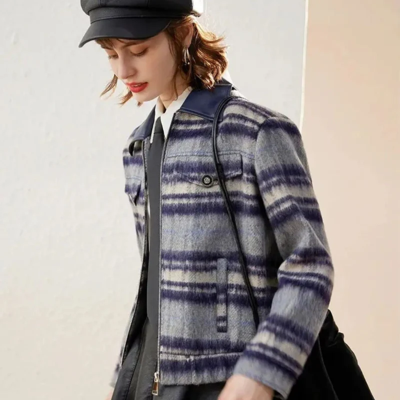 Veste courte femme à rayures zippée - Image 3
