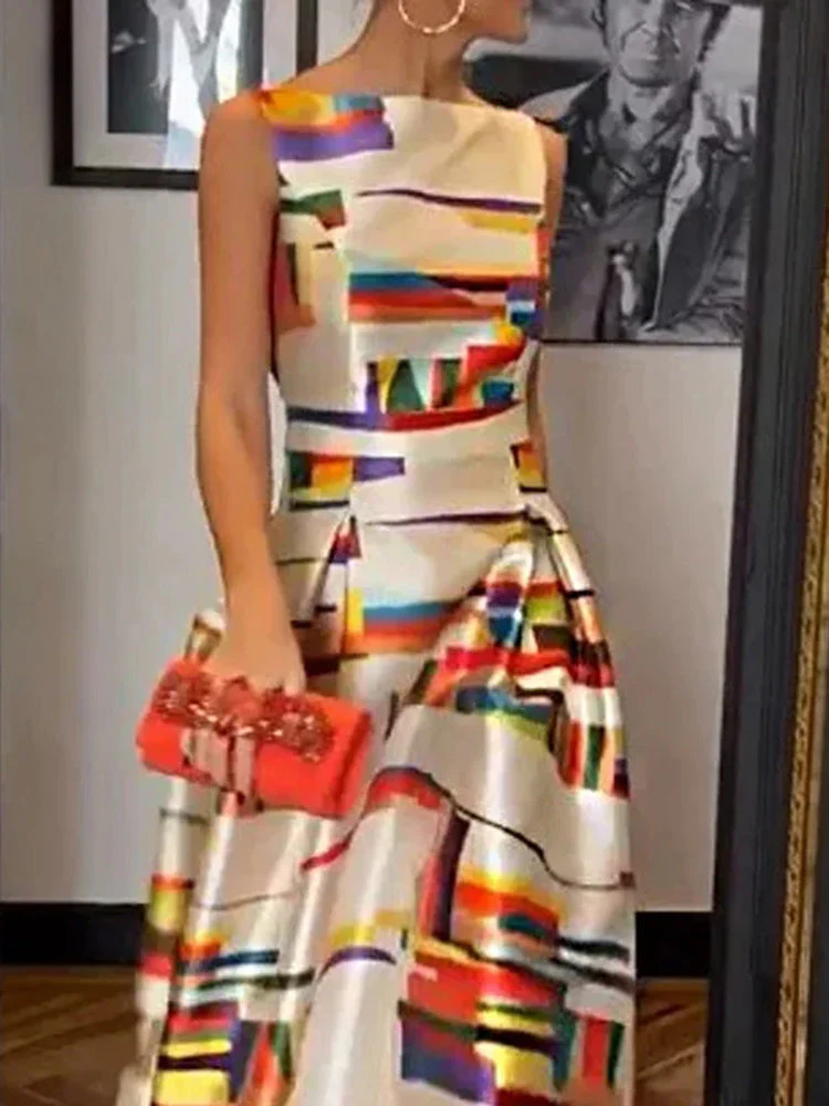 Robe longue femme imprimé géométrique - Image 2