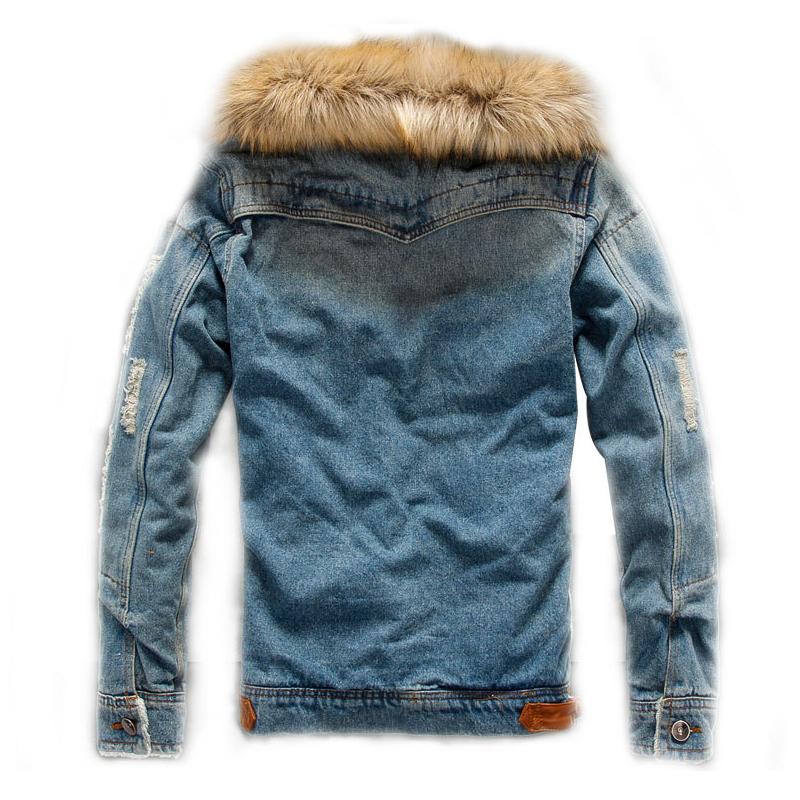 Veste en jean vintage femme avec col en fausse fourrure amovible - Image 3