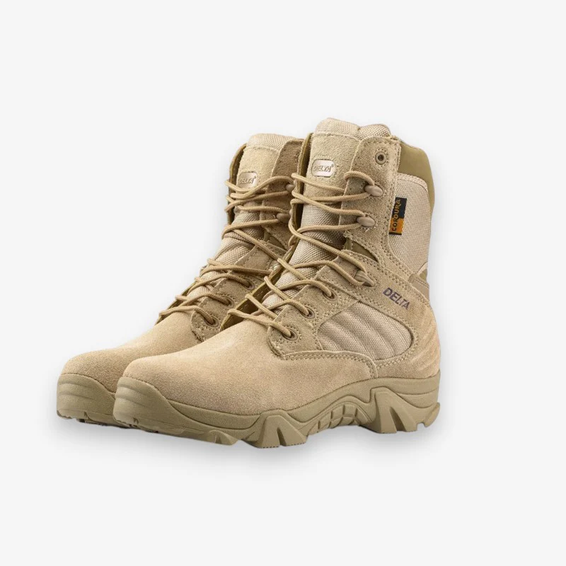 Bottines tactiques à lacets en cuir avec fermeture éclair latérale - Image 3