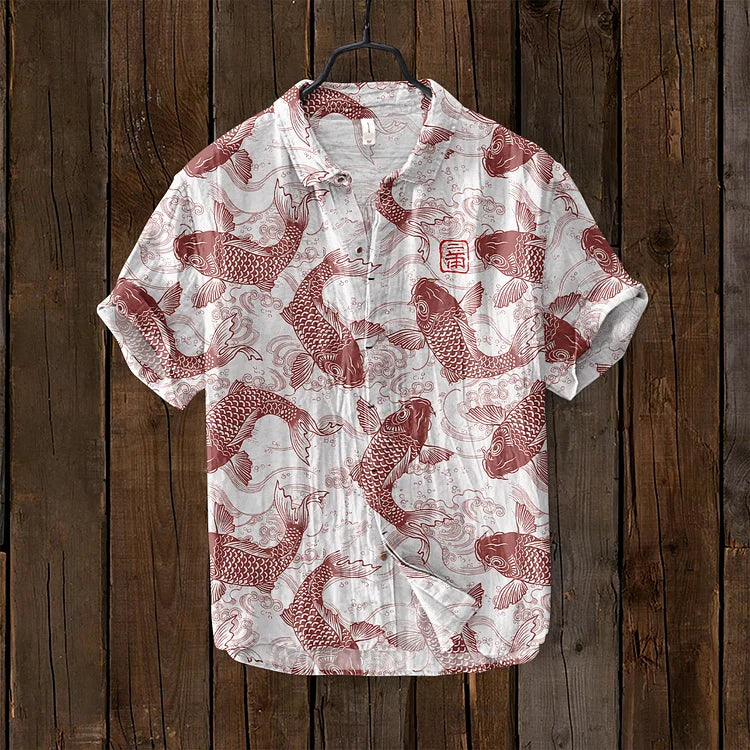 Chemise homme manches courtes motifs poissons - Image 3