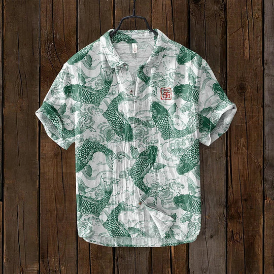 Chemise homme manches courtes motifs poissons - Image 5