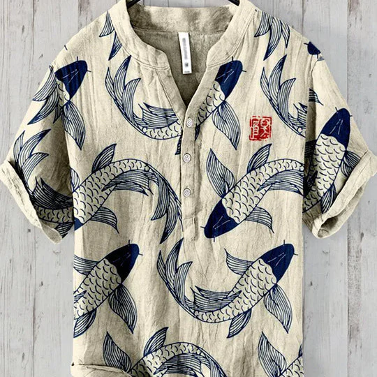 Chemise homme manches courtes motifs poissons - Image 6