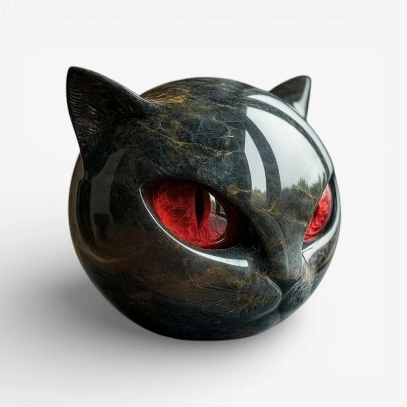 StoneMuse – Sculpture en pierre en forme de chat, sculptée à la main - Image 2