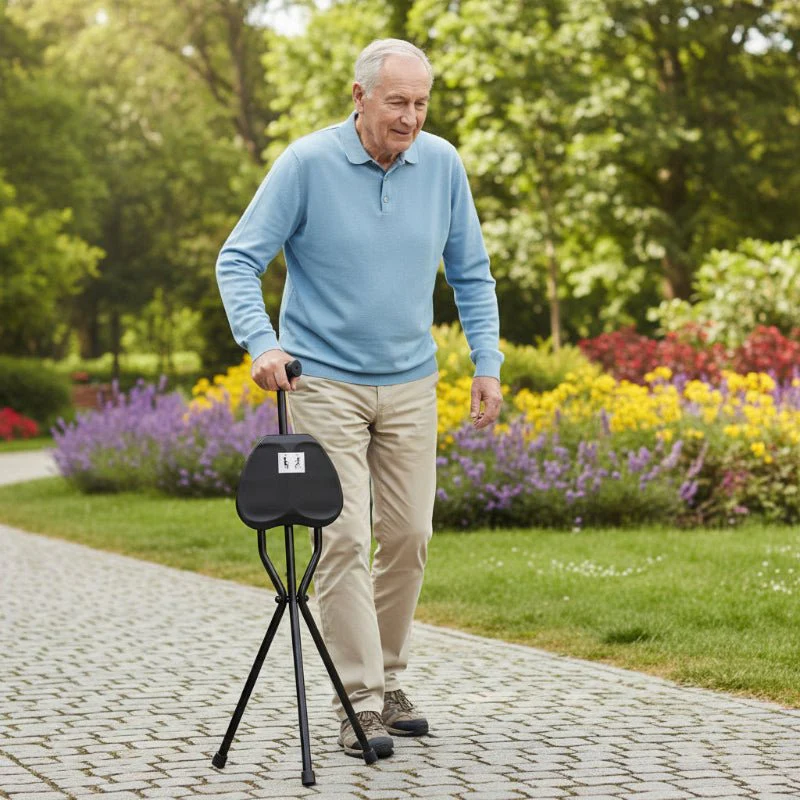 Canne de marche pliable avec siège intégré - Image 2