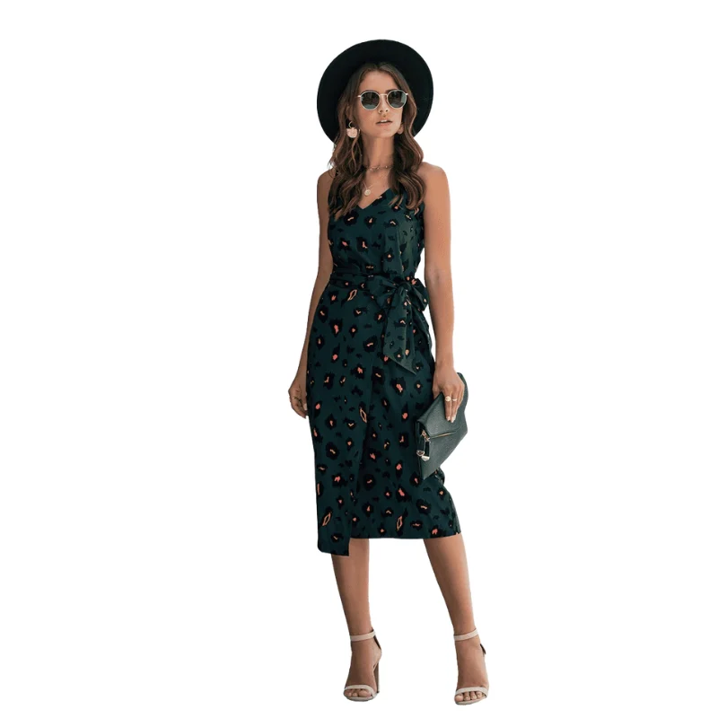 Robe sans manches col V avec bretelles spaghetti - Image 4
