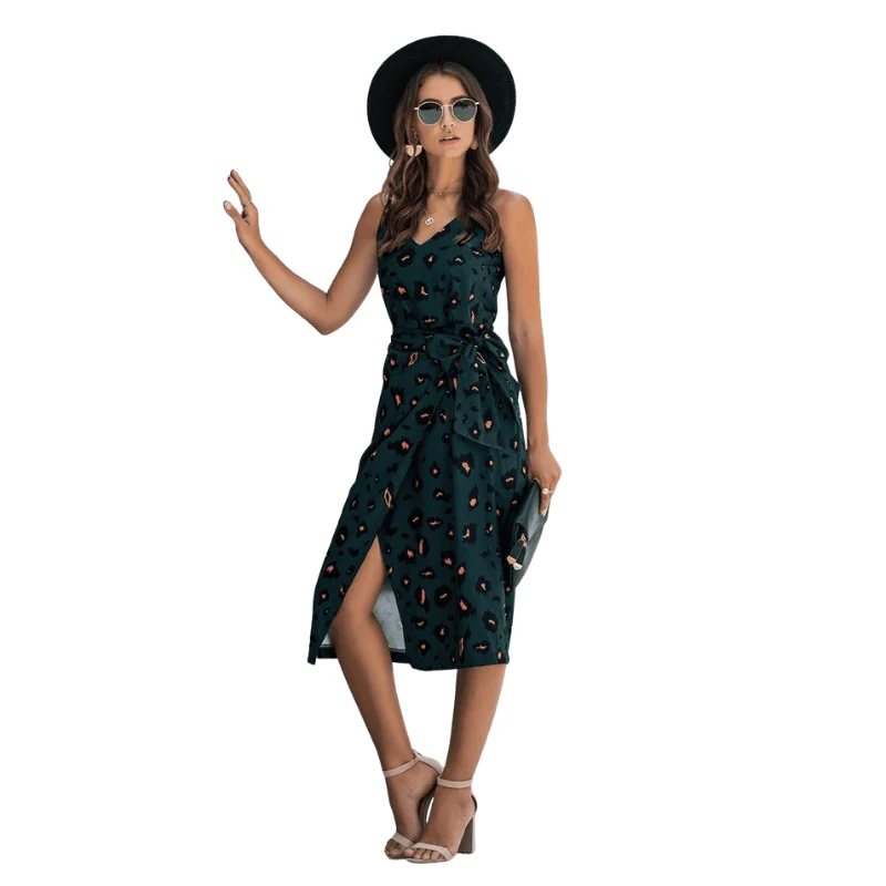 Robe sans manches col V avec bretelles spaghetti - Image 5