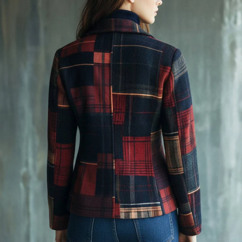 Talia – Veste blazer à carreaux avec col à revers et poches - Image 4