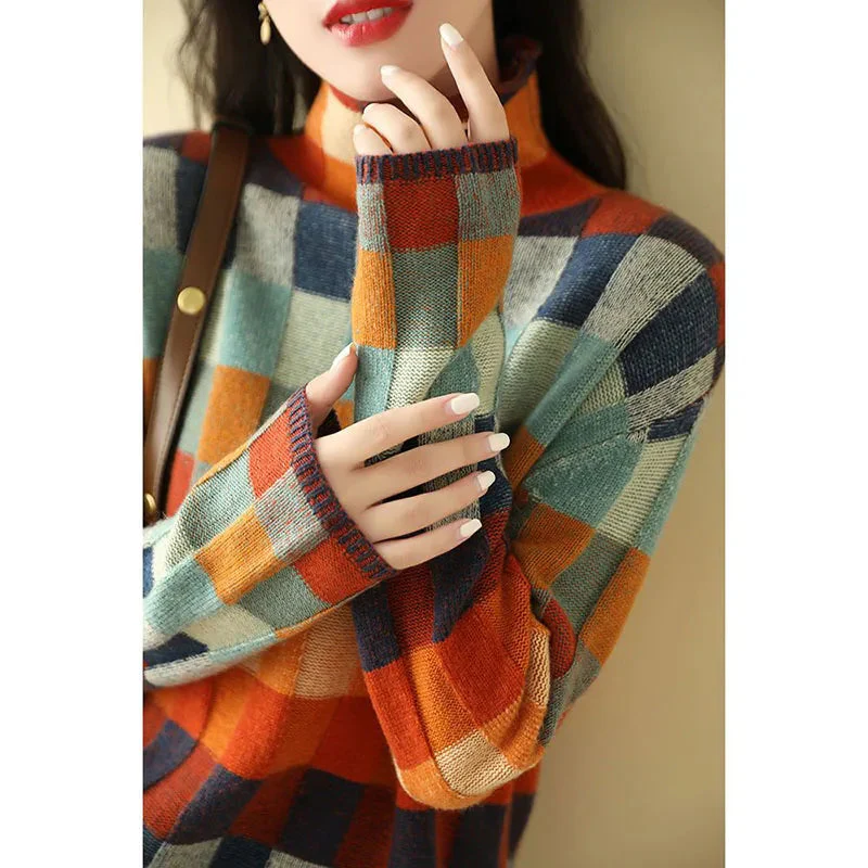 Pull col roulé géométrique chic pour un style hivernal douillet - Image 5