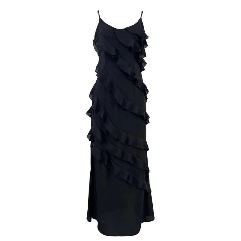 Robe longue femme sans manches fines bretelles