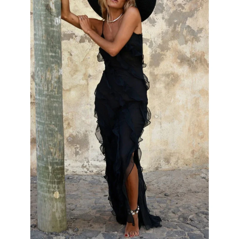 Robe longue femme sans manches fines bretelles - Image 10