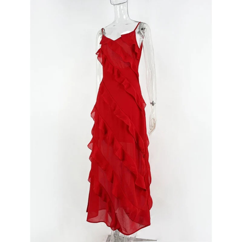 Robe longue femme sans manches fines bretelles - Image 2