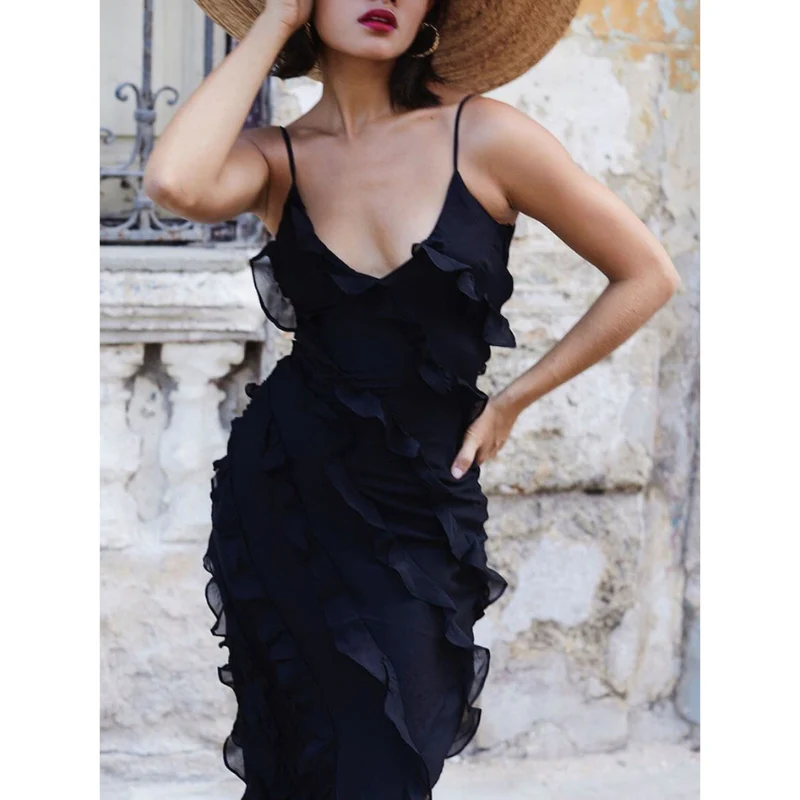 Robe longue femme sans manches fines bretelles - Image 9