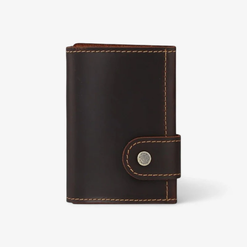 Porte-cartes RFID en cuir profil mince avec emplacements multiples