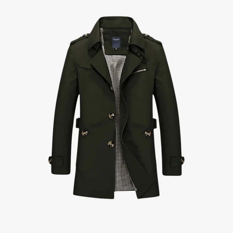 Trench-coat homme manches longues avec col à revers