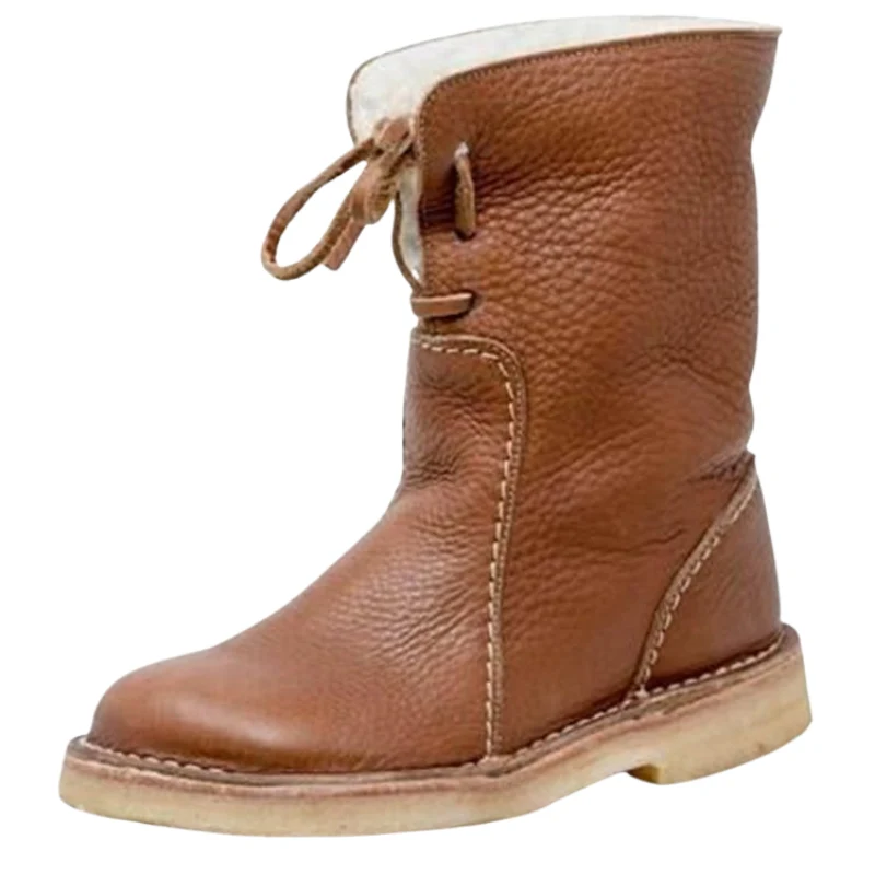 Bottes mi-mollet avec doublure en fourrure et bout rond