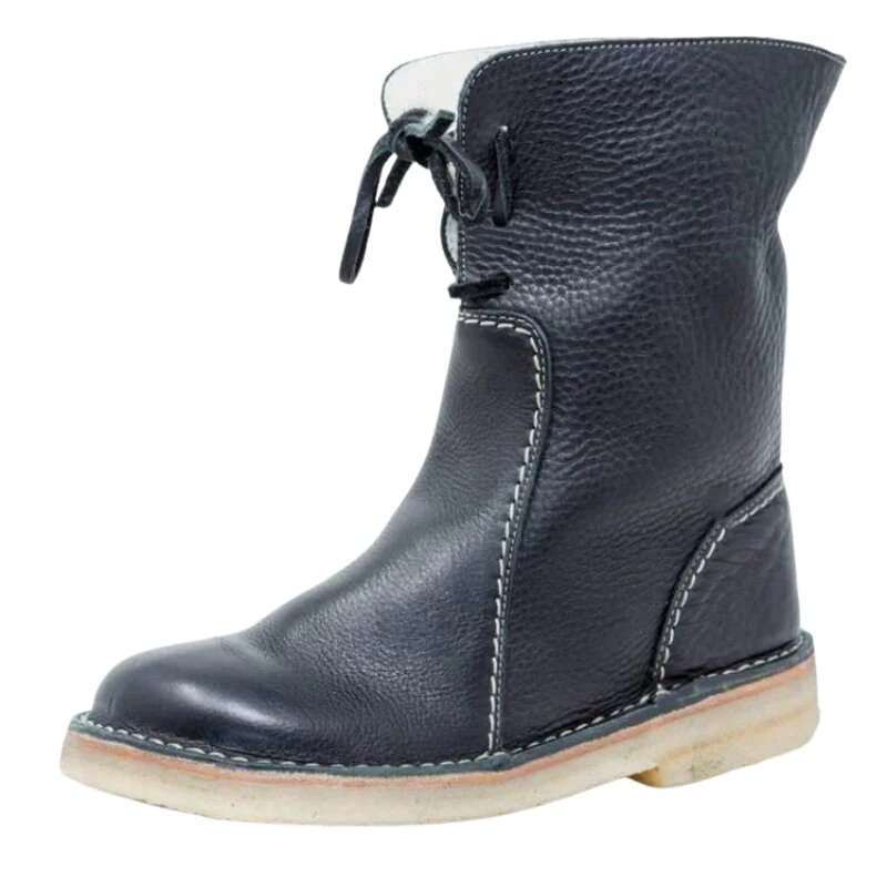Bottes mi-mollet avec doublure en fourrure et bout rond - Image 2