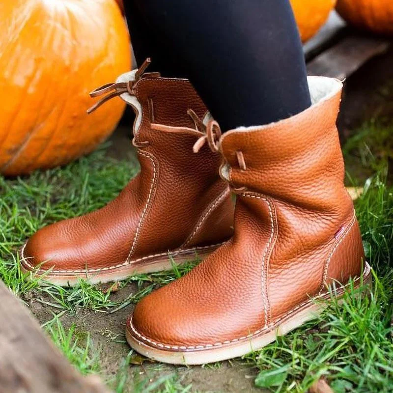 Bottes mi-mollet avec doublure en fourrure et bout rond - Image 9
