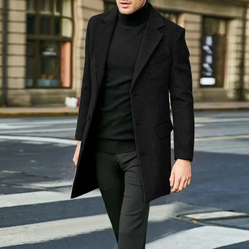 Manteau homme laine col boutonné - Image 5