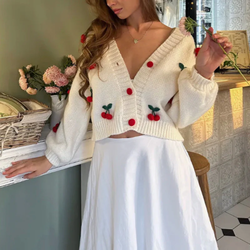 Tiffany – Cardigan à motif floral avec bords côtelés - Image 5