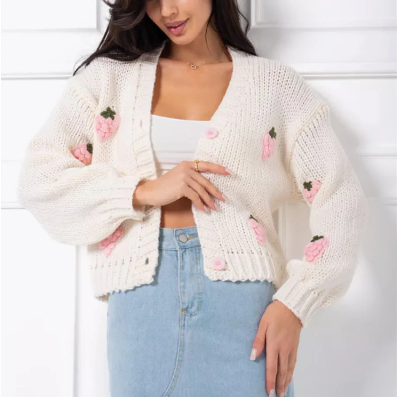 Tiffany – Cardigan à motif floral avec bords côtelés - Image 6