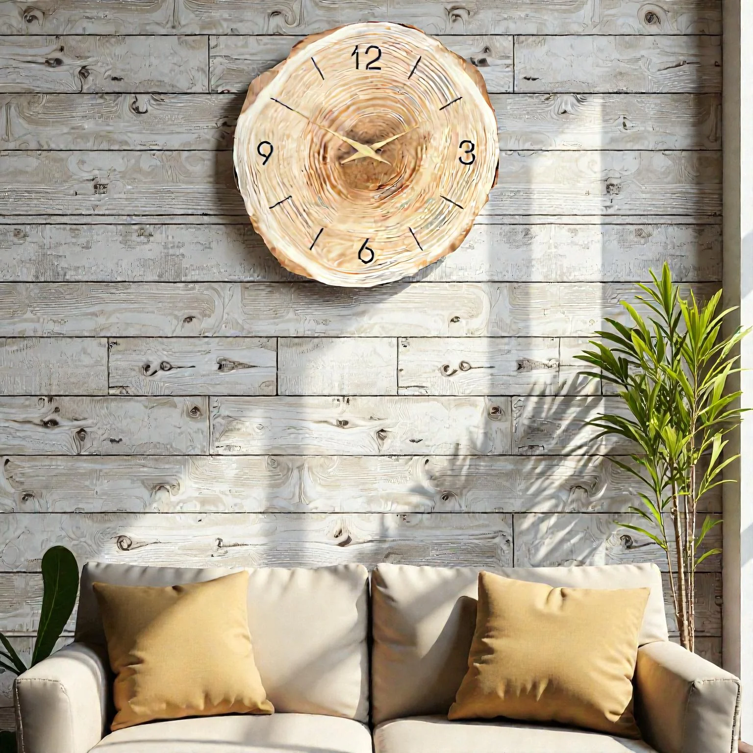 Horloge murale ronde effet bois avec aiguilles - Image 3