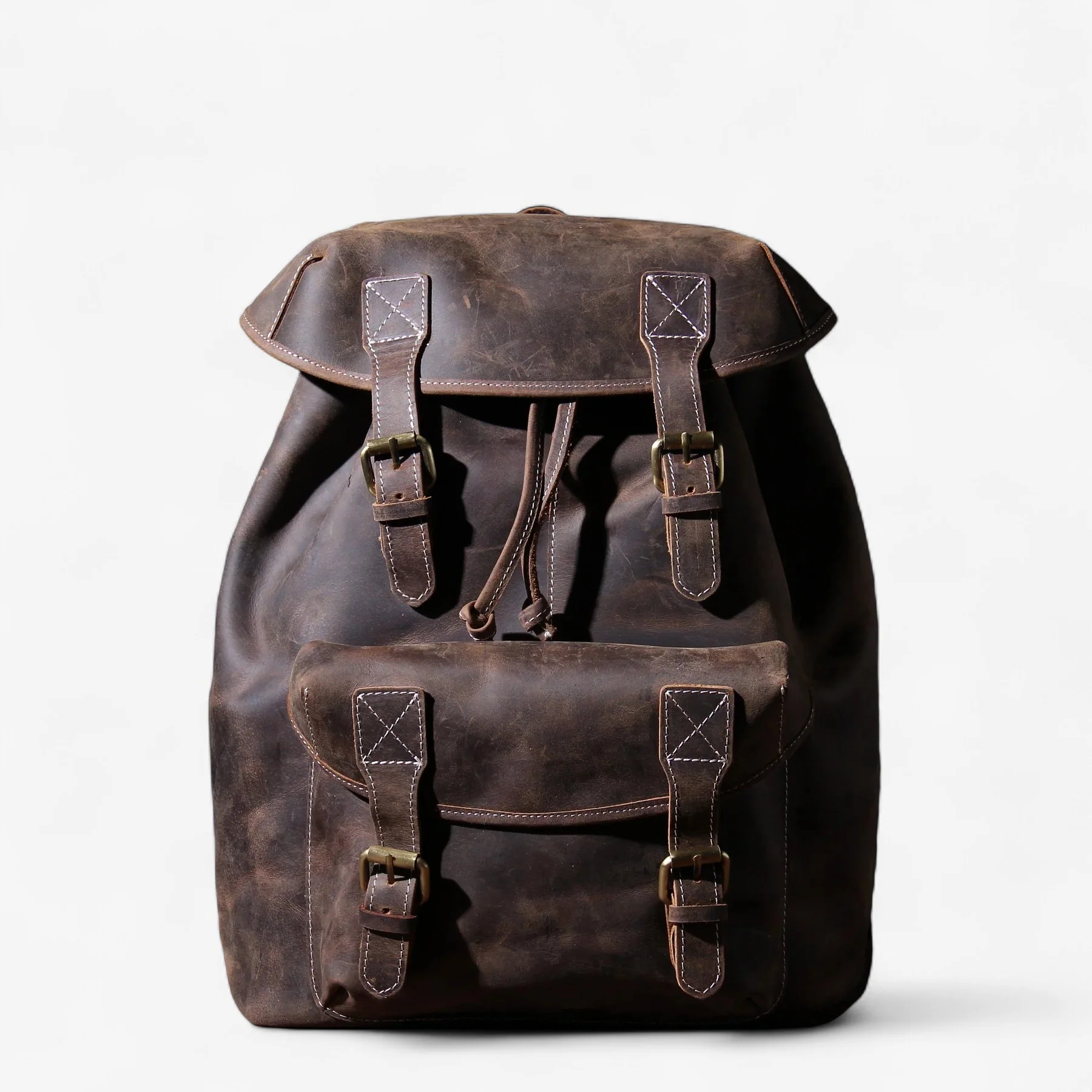 Grand sac à dos en cuir avec sangle réglable à boucle - Image 2