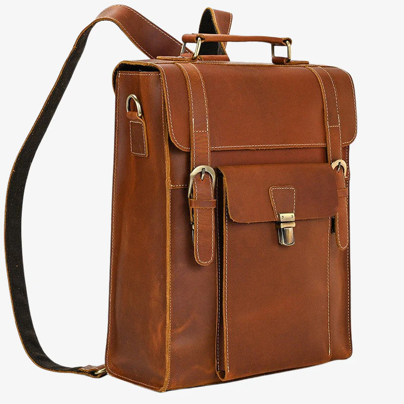 Sac à dos en cuir grande capacité avec sangle réglable à boucle - Image 2