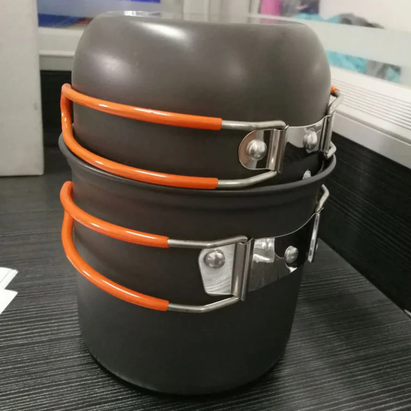 Set de cuisine pliable camping avec couvercle et sac de transport - Image 3