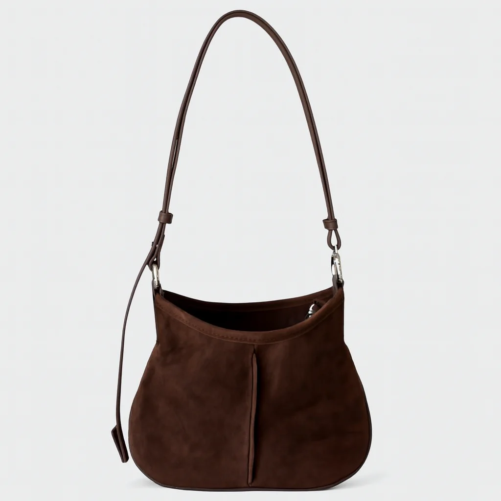 Sac à bandoulière grande capacité en suède avec bandoulière réglable - Image 2