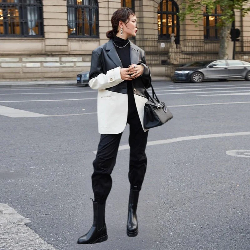 Valencia Veste femme col à revers en cuir - Image 3