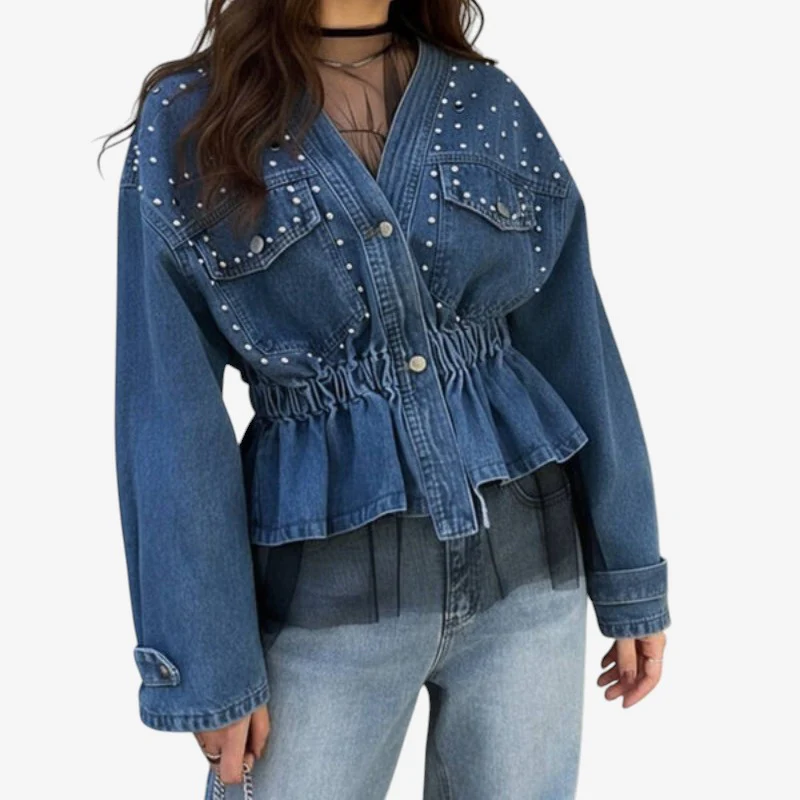 Veste courte femme col V boutonnée - Image 2